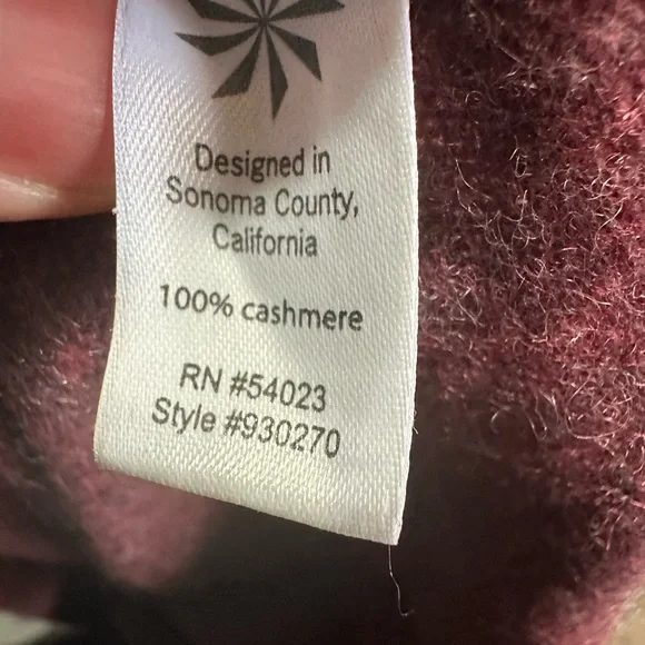 Athleta Hatha 2 Cashmere Sweater Hoodie Cherry Heather L - Picture 4 of 5